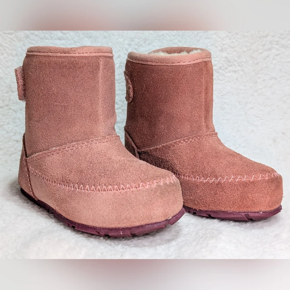 L.L. Bean Toddler SZ 5 Kids' Wicked Cozy Boots Pink Suede Leather Lamb Shearling